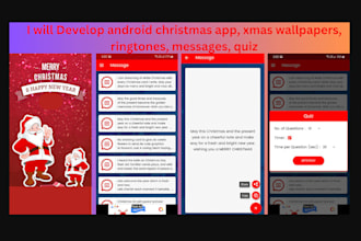 develop android christmas app, xmas wallpapers, ringtones messages, quiz