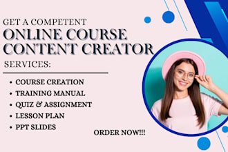 online course creation, course content, curriculum, training manual lesson plan