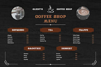 design amazing looking restaurant, wedding and cafe menu