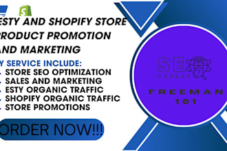 do esty and shopify store product promotion and marketing