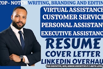 write VA, marketing, executive, data entry, customer service, secretary resume