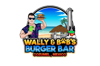 design burger bar ocean wally bob logo