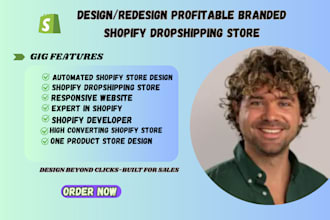 do branded one product shopify dropshipping store shopify website development