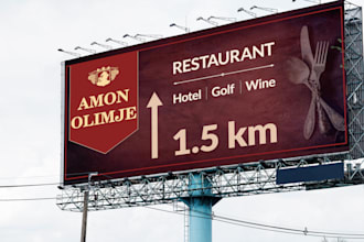 create professional billboard design for real estate, restaurant and signage
