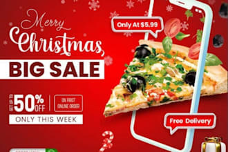 make print ready christmas social media sale poster,xmas product website banner