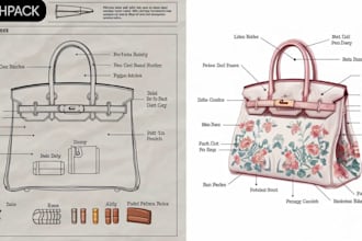 transform your handbag design into a market ready product with expert techpack