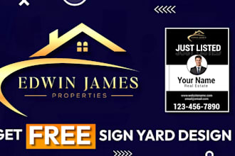 professional 3d real estate logo design with free sign yard