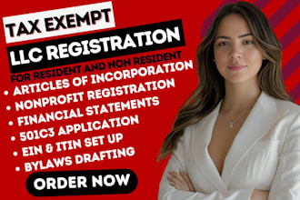 do nonprofit registration, reinstate 501c3, llc registration, bylaws, ein, itin
