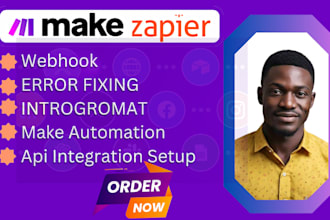 set up made com zapier automation integromat and fix make com scenario