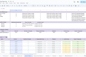 create spreadsheets for event or wedding management
