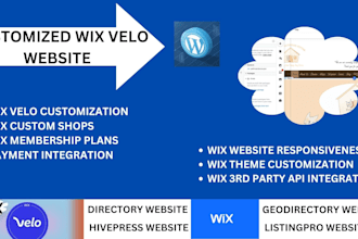 develop wix website using wix code, wix velo, database