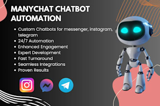 create chatbot for facebook messenger instagram telegram by using manychat
