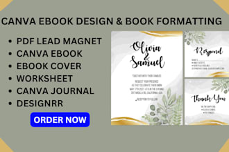 design, format canva ebook, workbook, pdf lead magnet, canva journal, book cover