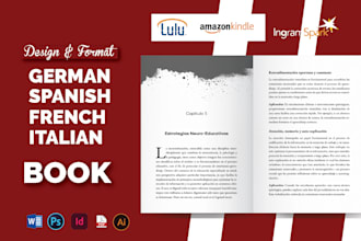 design, format spanish book, german italian french book formatting kdp print