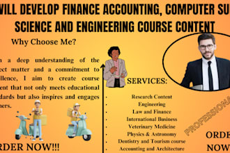 develop finance accounting, computer surf science and engineering course content