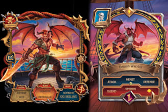 draw 2d game character, object and props dnd art use for 2d 3d game card