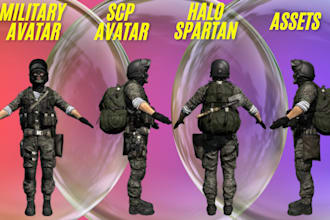 custom 3d military vrchat avatar halo spartan scp avatar assets spaceship models