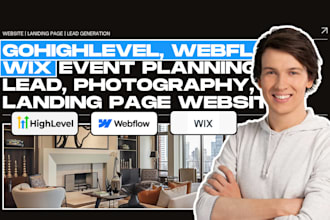gohighlevel, webflow, wix event planning lead, photography, landing page website