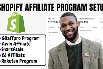 set up shopify store affiliate marketing program, shareasale, goaffpro, awin, cj