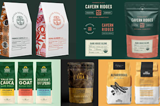 design premium coffee labels, pouch, bags, and tea packaging