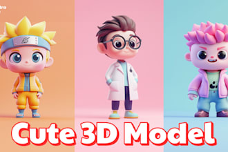 do 3d model, printing, game on blender in cute cartoon style