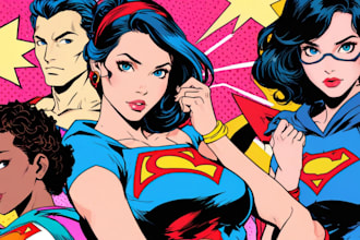 create comic superhero pop art portraits illustrations