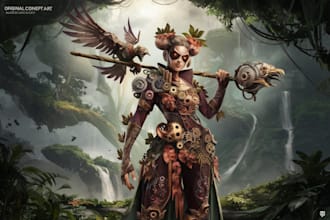 draw game character, original fantasy concept art