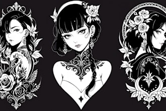 design vintage tattoo in black and white styles
