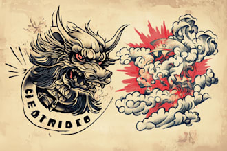 design professional japanese, asian style tattoo design