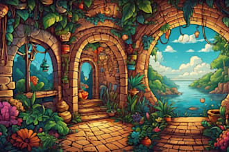 create cartoon doodle art illustration for your project