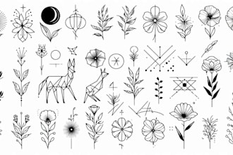 create minimalist line art tattoo with my style