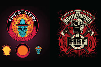 create skull firefighters t shirt logo design