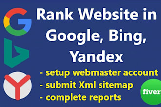 setup and submit to google, bing, yandex webmaster