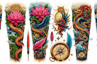 create custom tattoo design, tattoo sleeve