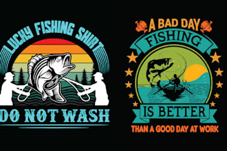 do colorful outdoor fishing logo or typography t shirt design