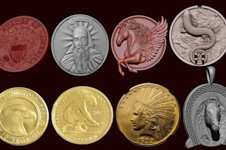 design 3d printable coin model bas relief 3d pendant 3d medallion cnc design