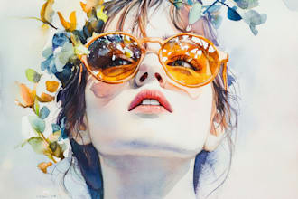 create watercolor and digital illustrations