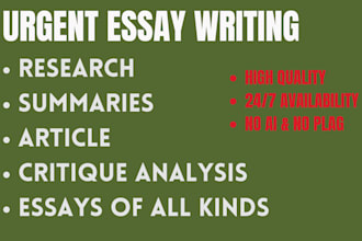 do urgent essay writing as an essay writer