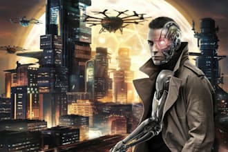 draw futuristic, cyberpunk, fantasy art with high quality