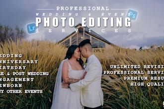 do bulk wedding event photo editing retouching  color grading in lightroom