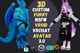 3d model, vrchat avatar, furry avatar, vseeface, fursona, vtuber, nsfw anime art