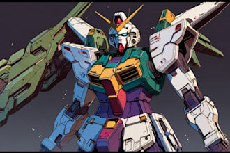draw gundam mecha robot transformer illustration
