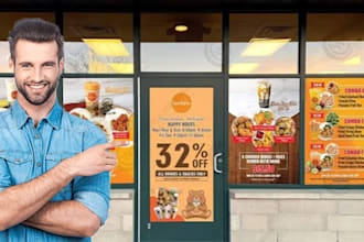 design outstanding shopfront or store front, window graphics