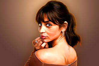 draw realistic digital oil painting from your photo