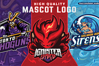 create professional mascot logo for your twitch, youtube, esport and sports team