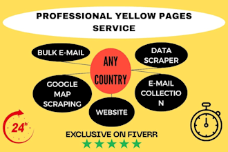 do yellow pages scraping for email, website, phone within 24 hr