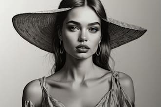 draw a fashion illustration, sketch, portrait