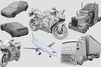 do 3d car model, bike, aircraft animation, vehicle , aerospace vehicle and truck