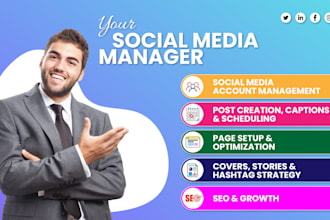 be your social media manager and social media marketing content creator