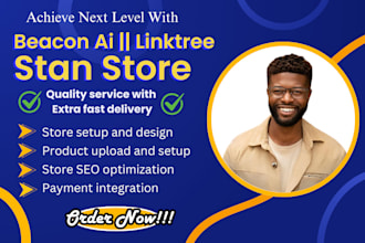 setup and design beacon ai, linktree, stan store for your social media account